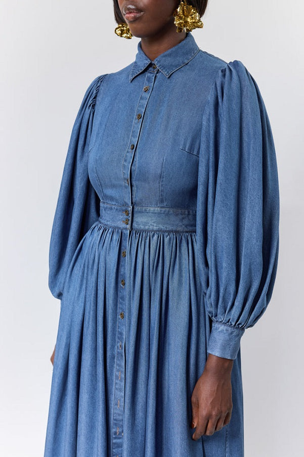 Backless Gathered Shirt Dress