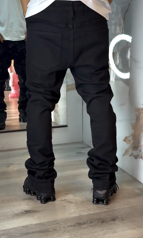 Men's Shinny Ripped Flared Jeans