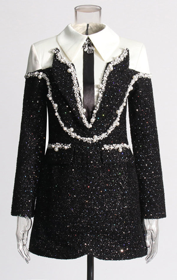 Party Elegance Pearl Diamond Mini Dress