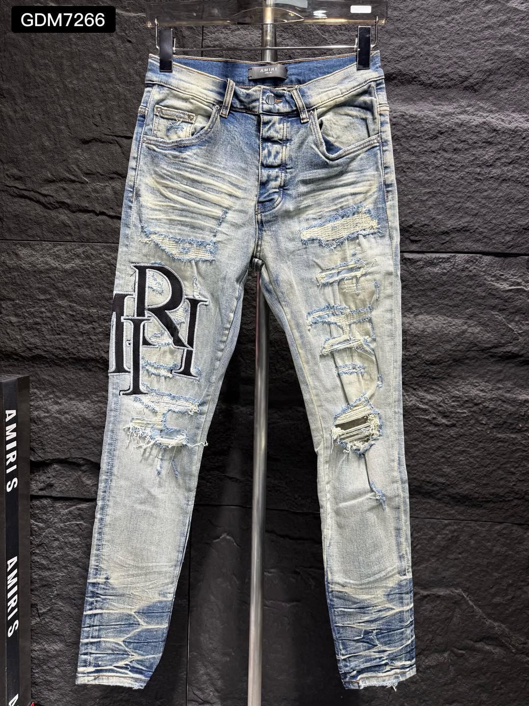 Men's Casual Embroidered Ripped Jeans