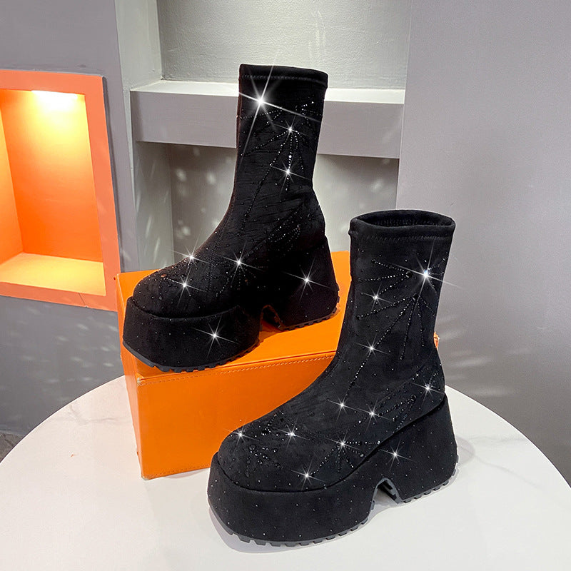 Women's Shiny Platform Casual Boots