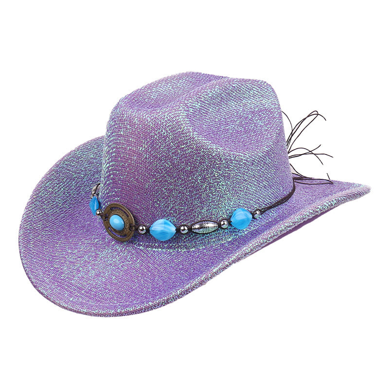Chic Gemstone Necklace Cowboy Hat