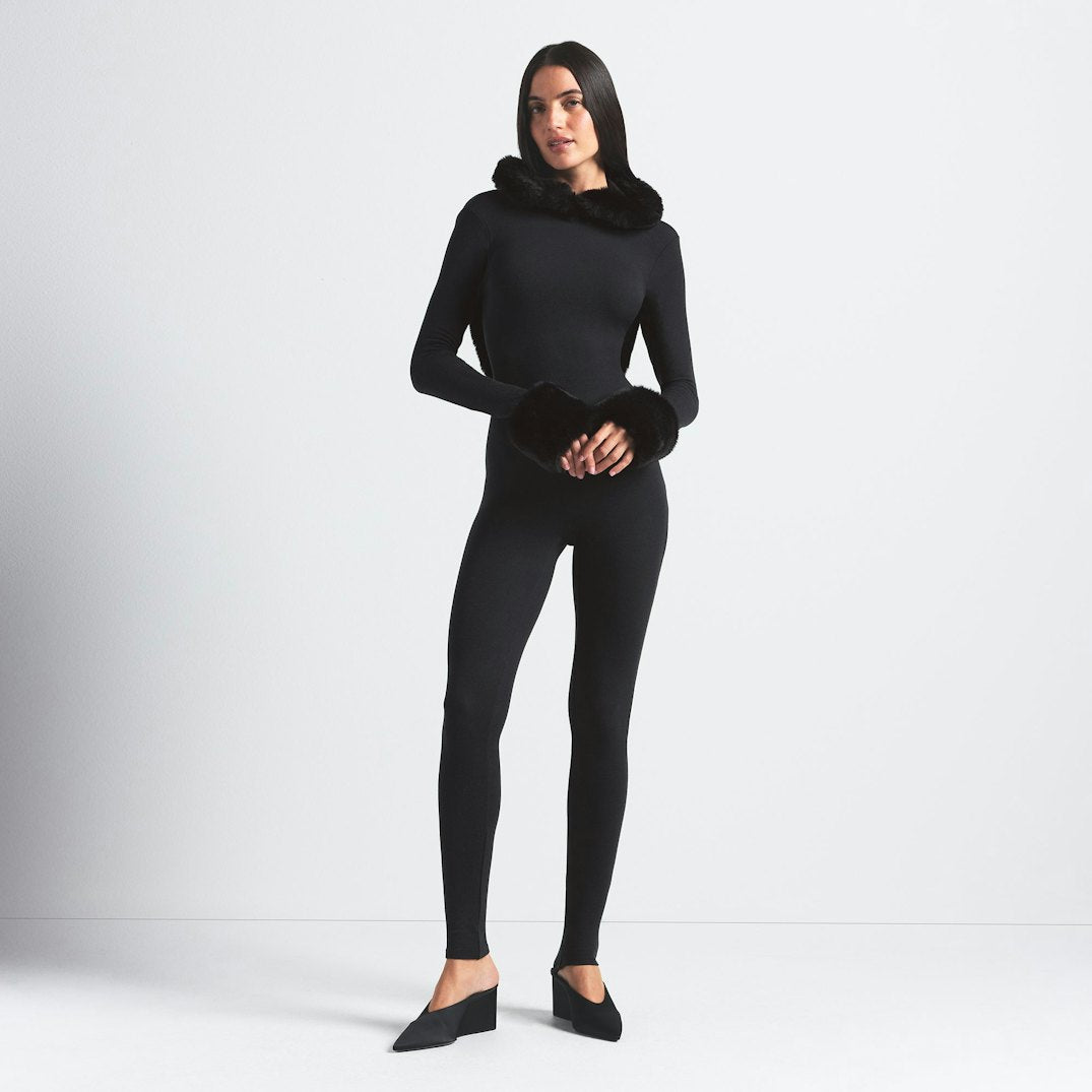 Comfortable Satin Warm Hooded Catsuit