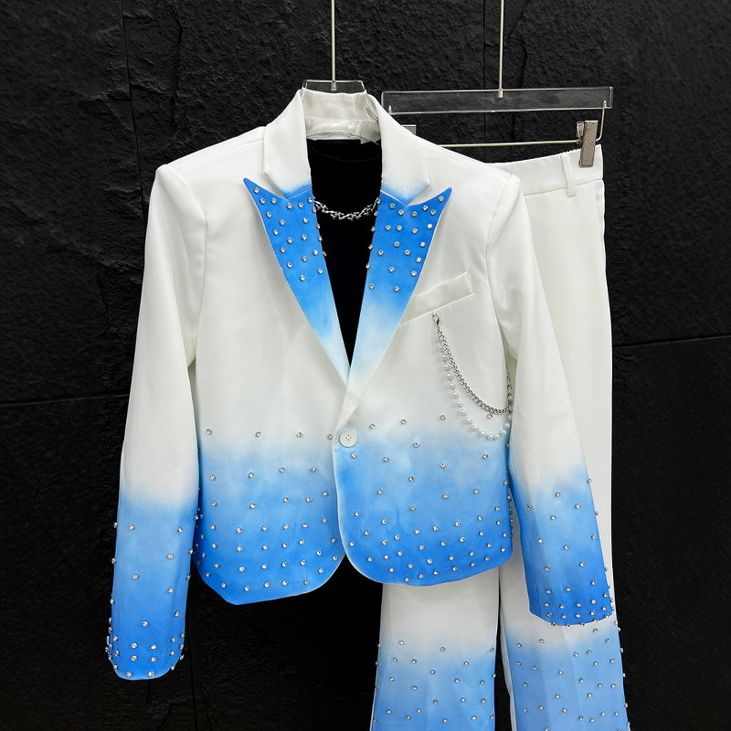 Men's Party Diamond Jacket & Trousers Set