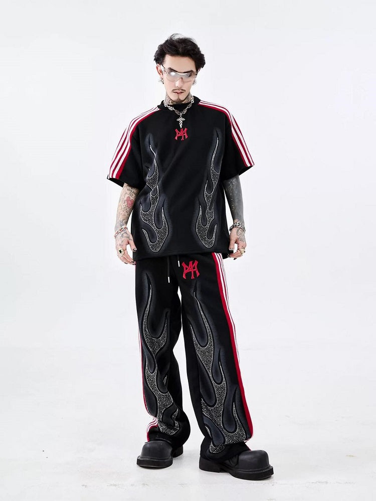 Couples' Flame Diamond T-shirt & Trousers Set