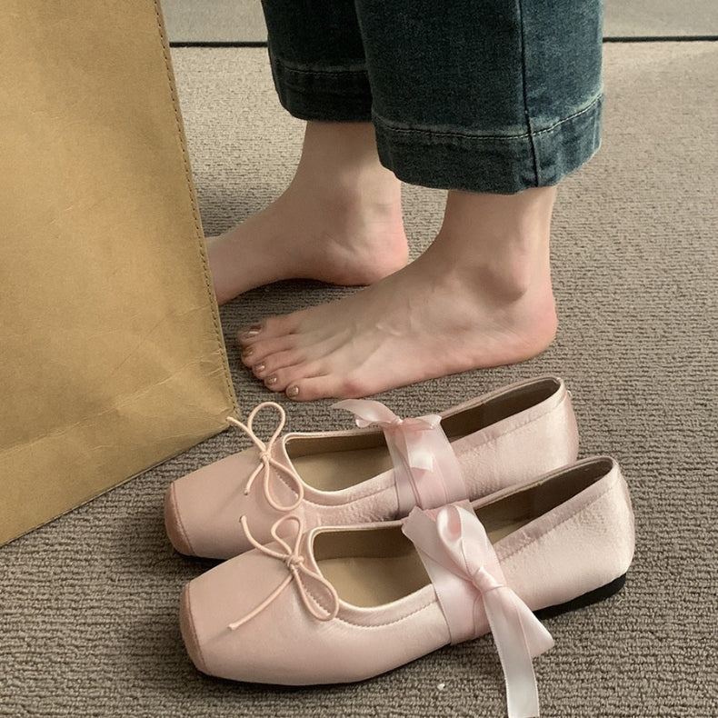 Floral Lace-Up Elegant Flats