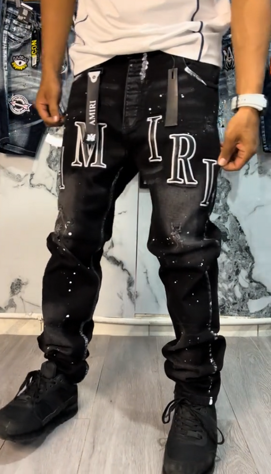 Men's Casual Splatter Paint Jeans