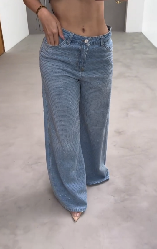Trendy Rhinestone Casual Jeans