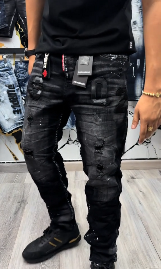 Trendy Splatter Embroidered Jeans