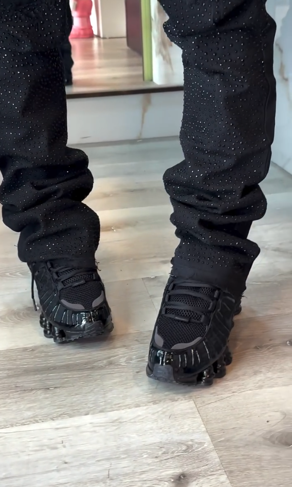 Men's Shinny Ripped Flared Jeans
