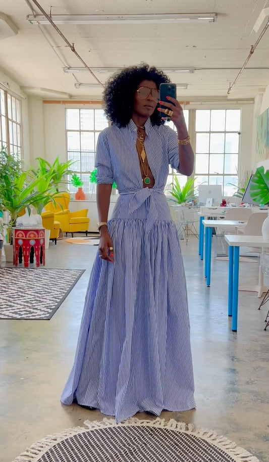 Comfy Striped Top & Skirt 2-Piece Set