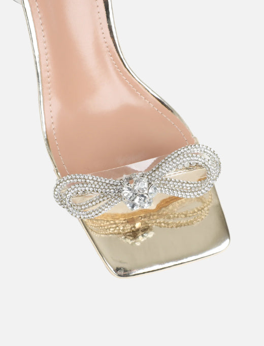 Shiny Square Toe Mid Heels