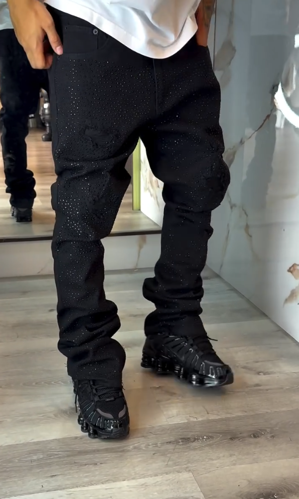 Men's Shinny Ripped Flared Jeans