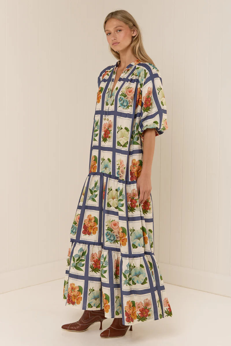 Botanical Print Midi Dress