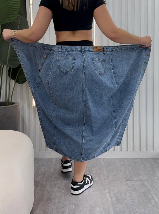 Chic Slit Loose Denim Skirt