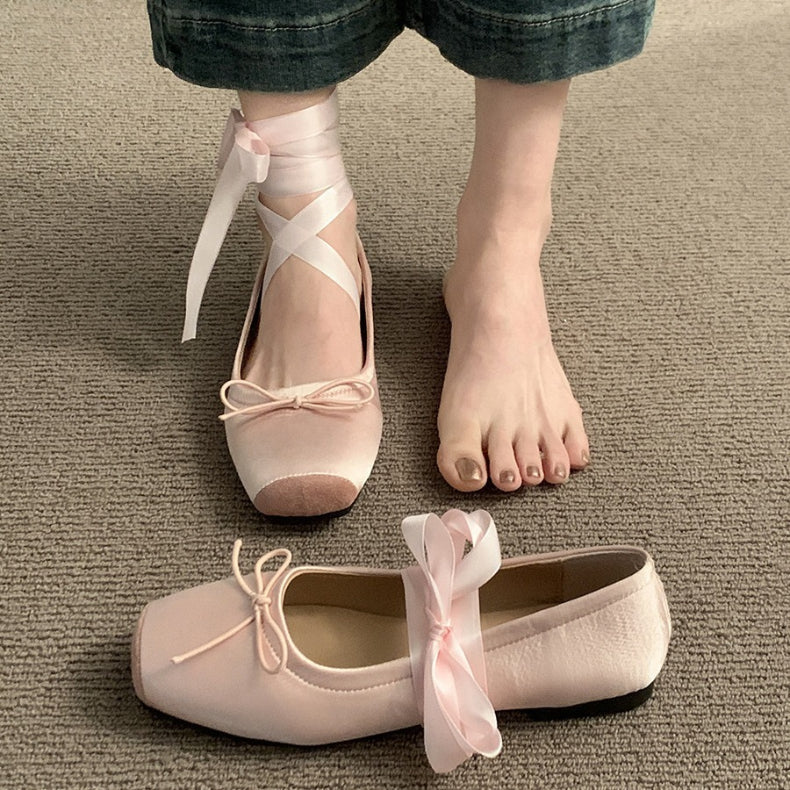 Floral Lace-Up Elegant Flats