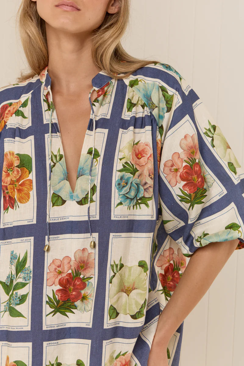 Botanical Print Midi Dress