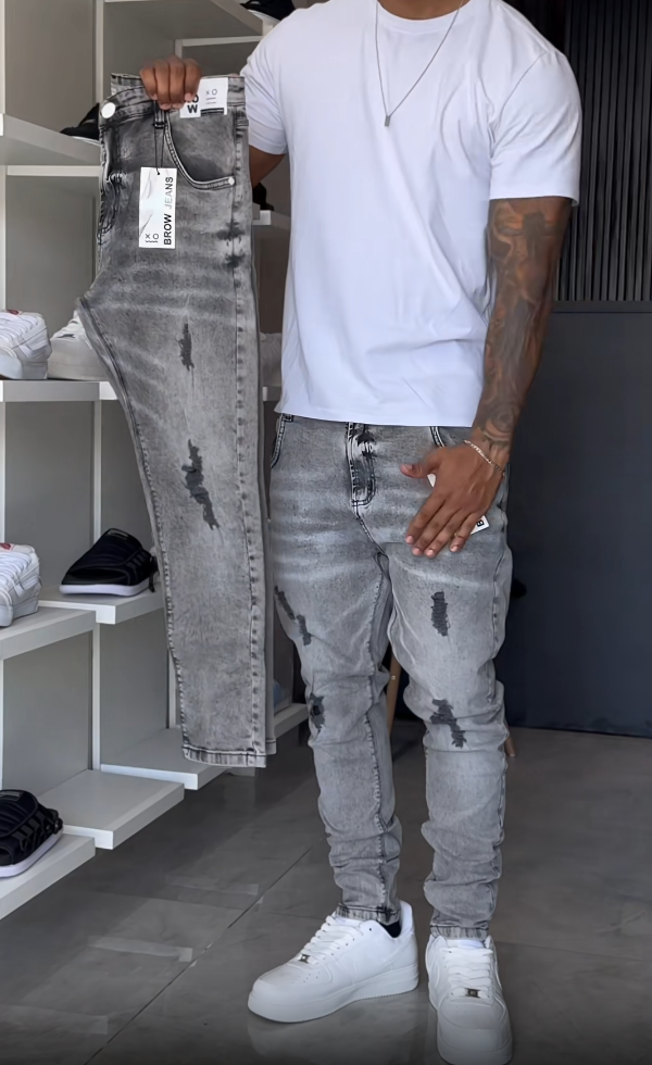 Grey Stretch Casual Jeans