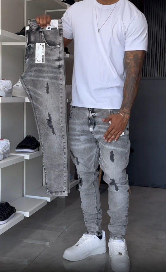 Grey Stretch Casual Jeans