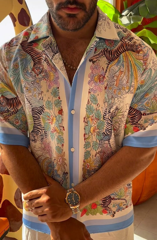 Tiger & Botanical Print Comfort Set