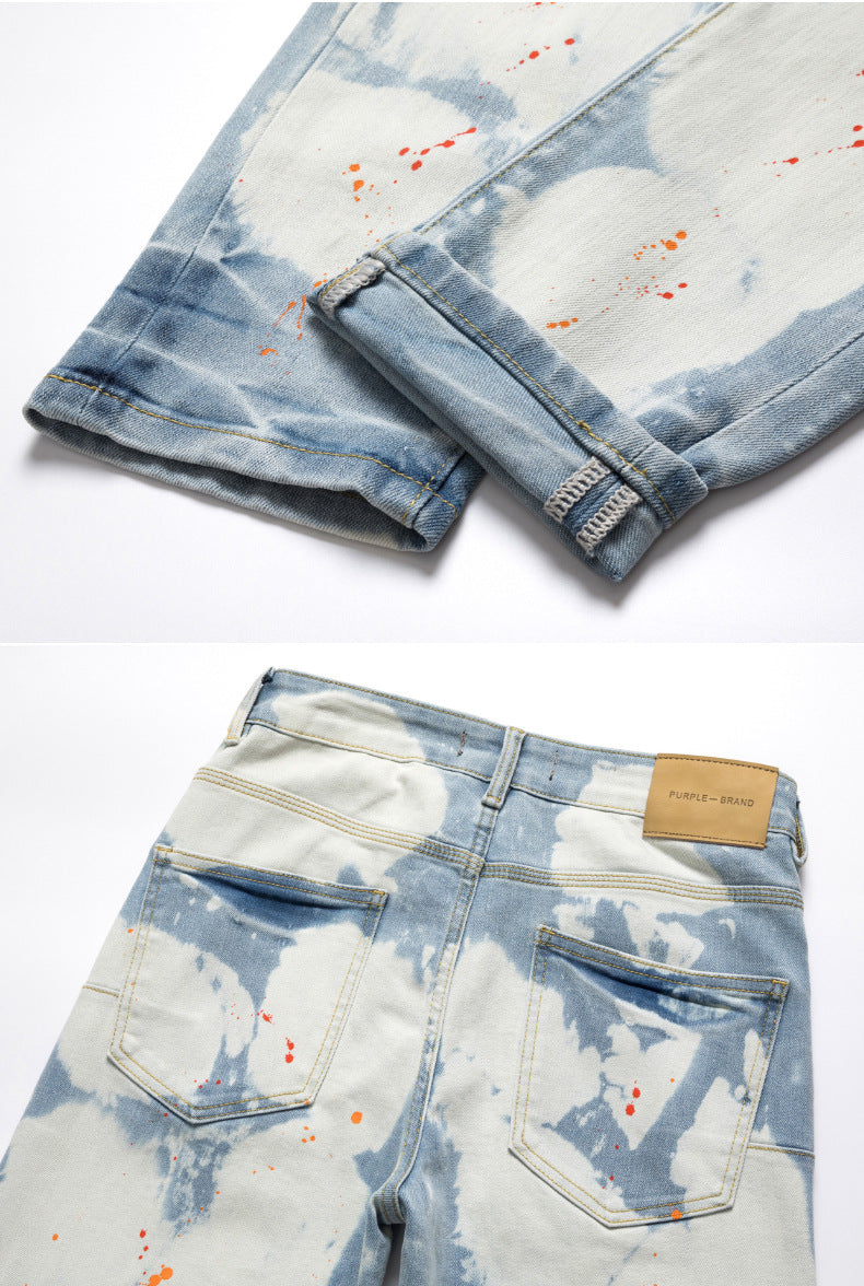 Retro Splatter Paint Distressed Casual Jeans