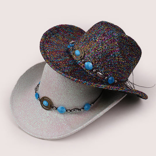 Chic Gemstone Necklace Cowboy Hat