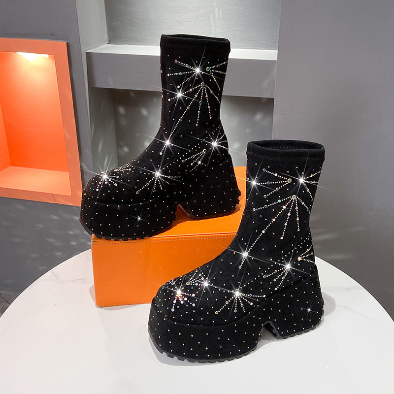 Women's Shiny Platform Casual Boots