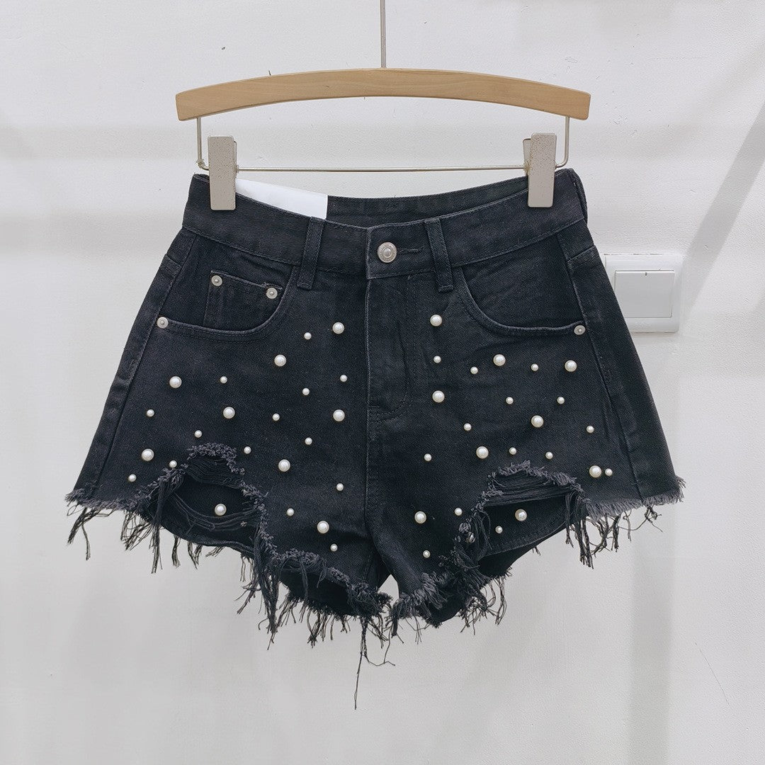 Women's Pearl Ripped Denim Shorts