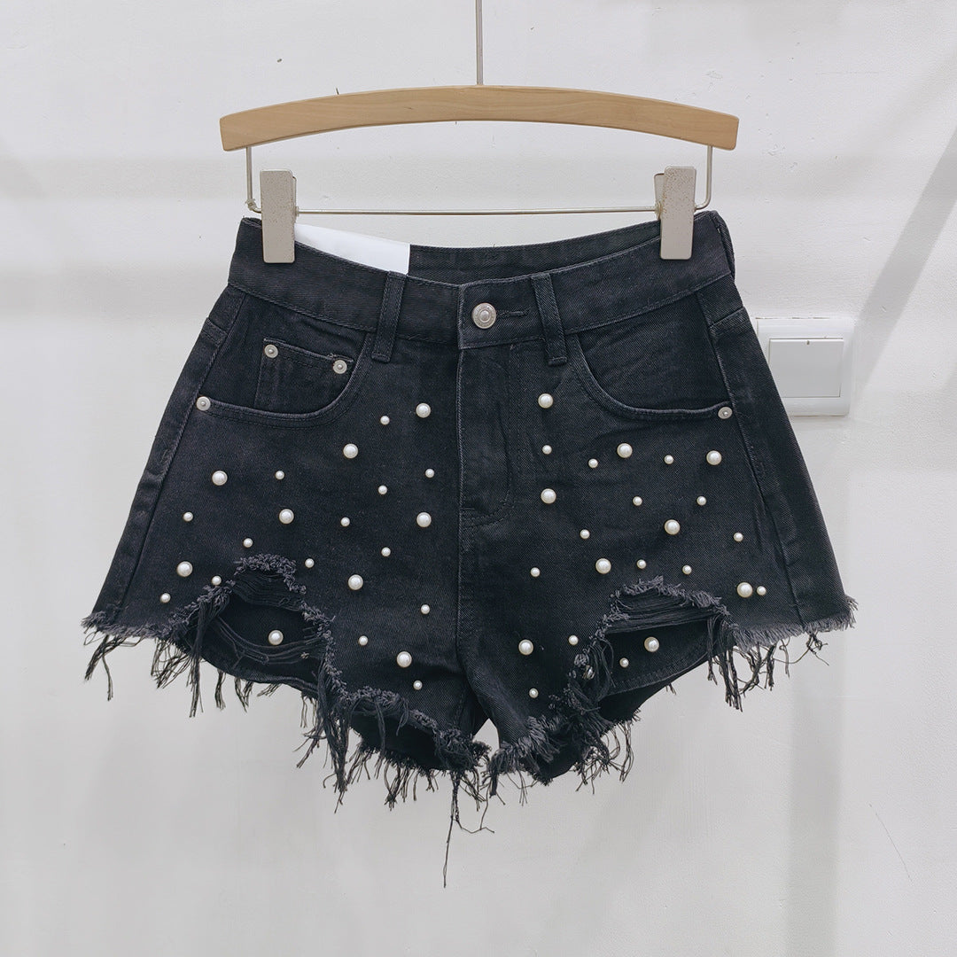 Women's Pearl Ripped Denim Shorts