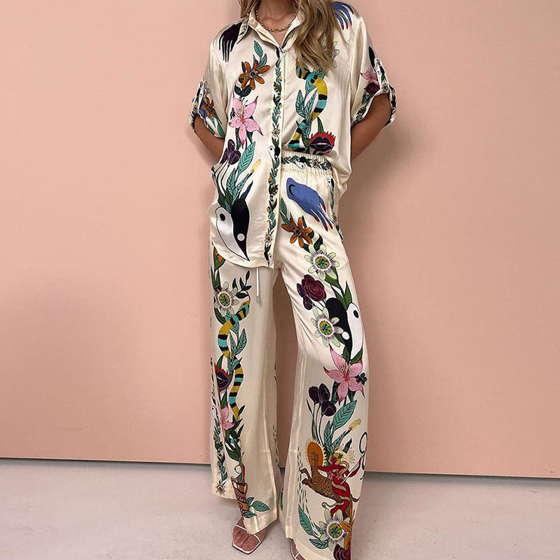 Printed Loose Fashion Casual Suit