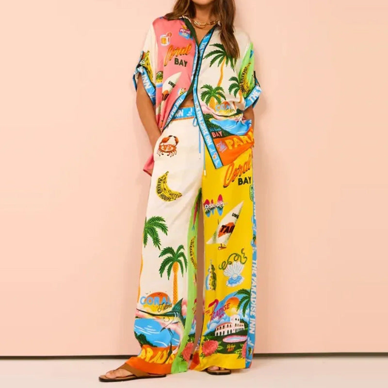 Printed Loose Fashion Casual Suit