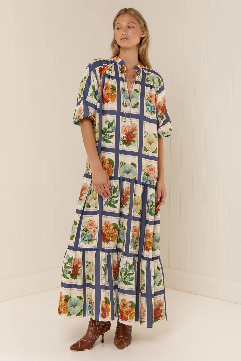 Botanical Print Midi Dress