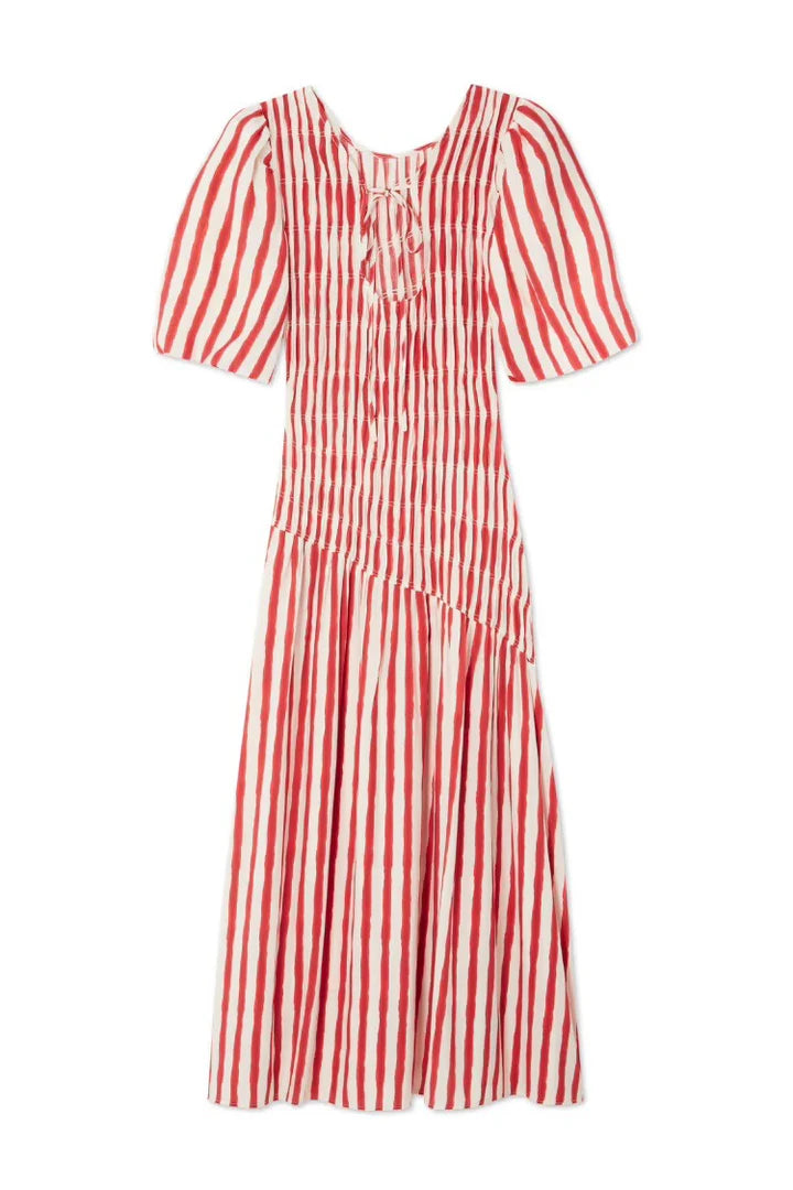 Red Stripe Midi Casual Dress