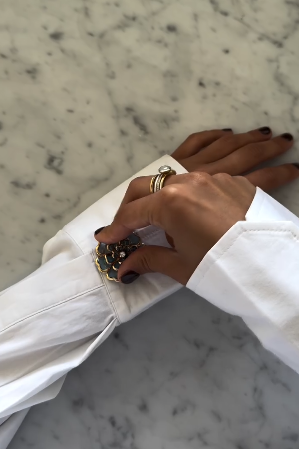 Camellia rhinestone cufflinks