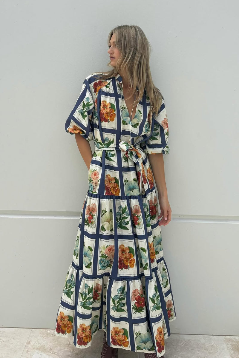 Botanical Print Midi Dress