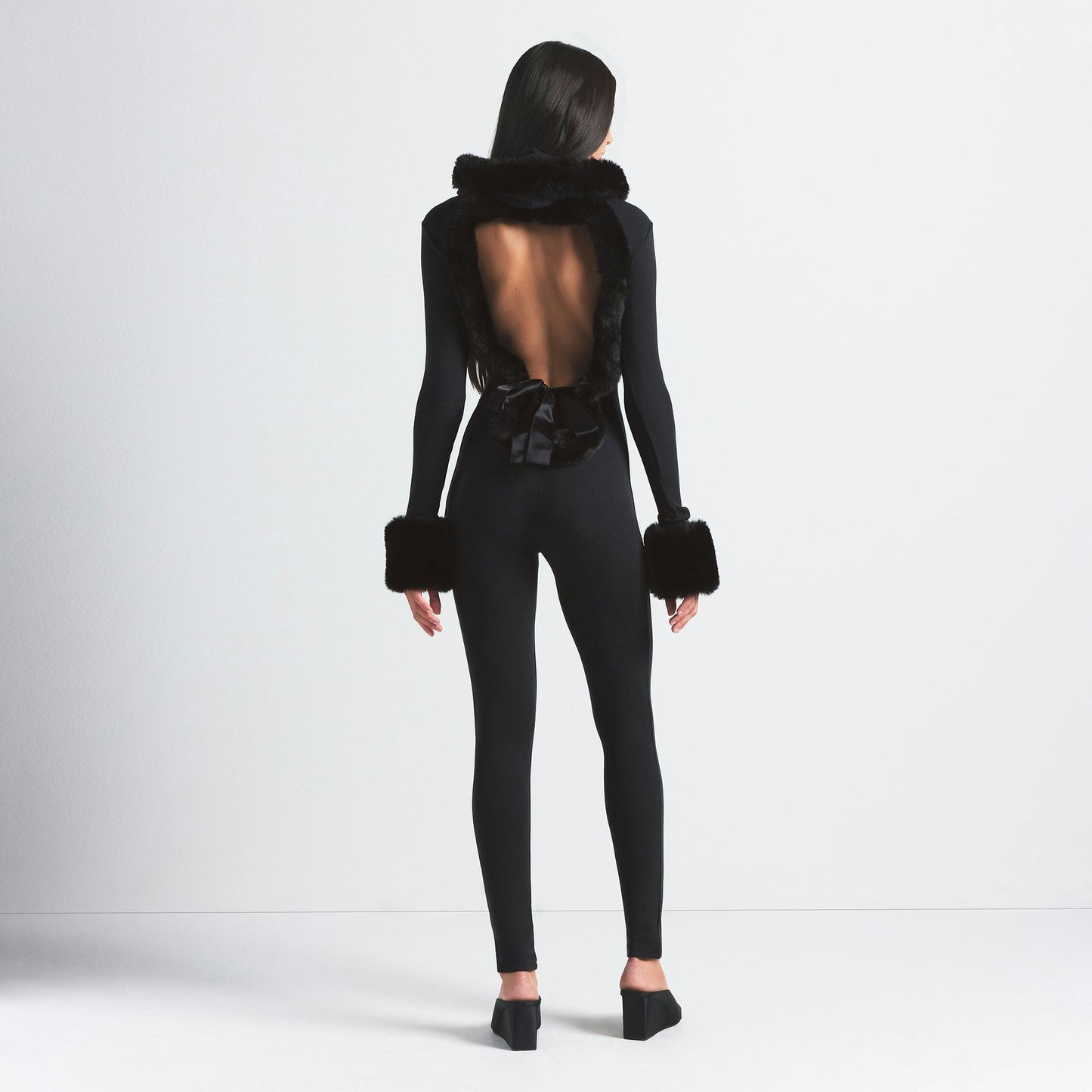 Comfortable Satin Warm Hooded Catsuit