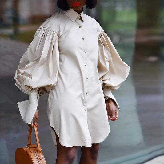 Loose Lapel Shirt Dress