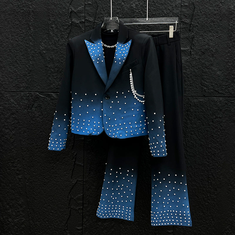 Men's Party Diamond Jacket & Trousers Set